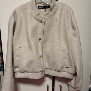 Zara Women's Beige Bomber Jacket
